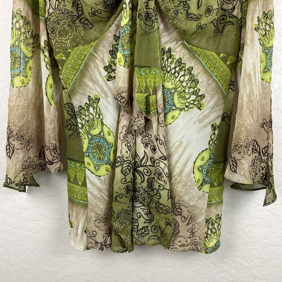 Lane Bryant Floral Tie Front Split Sleeve Blouse Womens Size 14/16 1X Fairycore - Picture 6 of 12